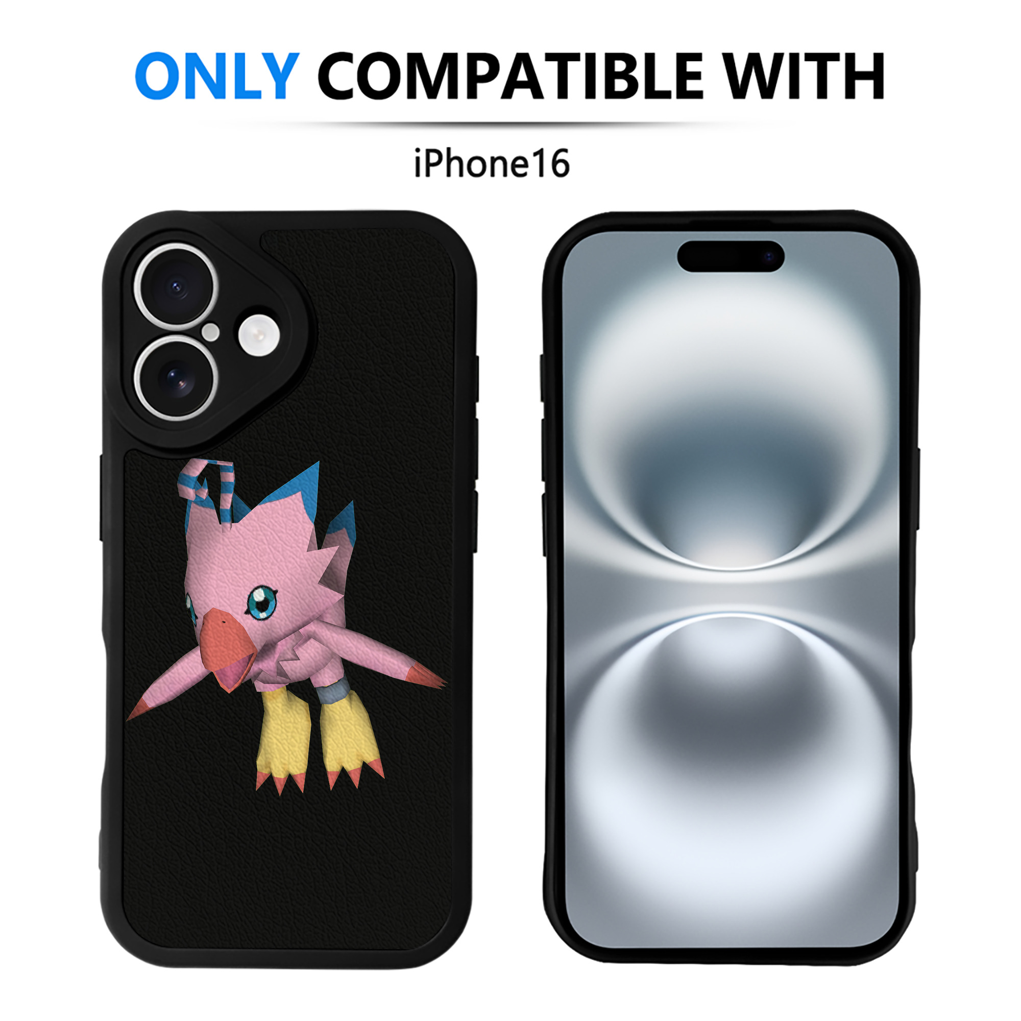 （画像用） Digimon デジタルモンスター/デジモン 【iPhone 16シリーズ対応】シリコンスマホケース（レザー調） 材質：シリコン